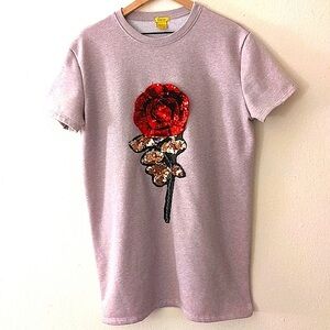 Daisy Sequined Rose Applique Mini Dress size Large